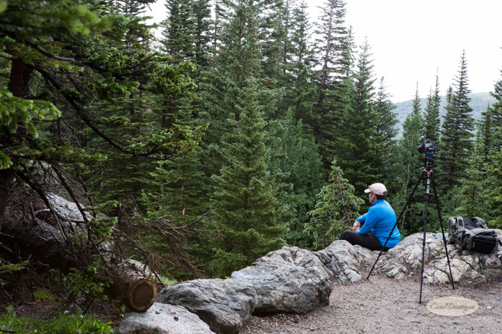 A photographer enjoying the view. I'd seen her from below, not realizing that the trail was a U shape and that it led right up to her.