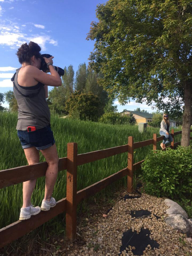 Behind the scenes of a high school senior photography session in Fort Collins, Colorado.