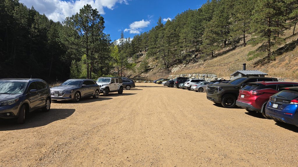 Parking area at the Anne U. White Trailhead in Boulder, Colorado